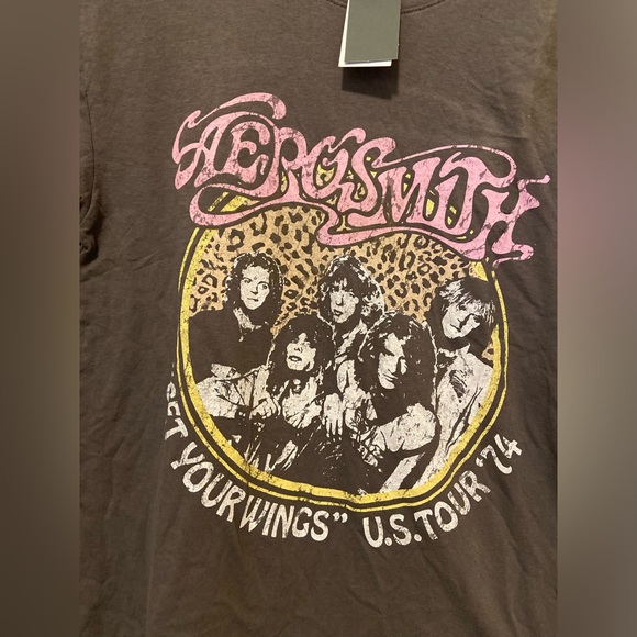 Aerosmith Get Your Wings US Tour '74 Music T-Shirt Women's Medium M Graphic Gray - Picture 2 of 4
